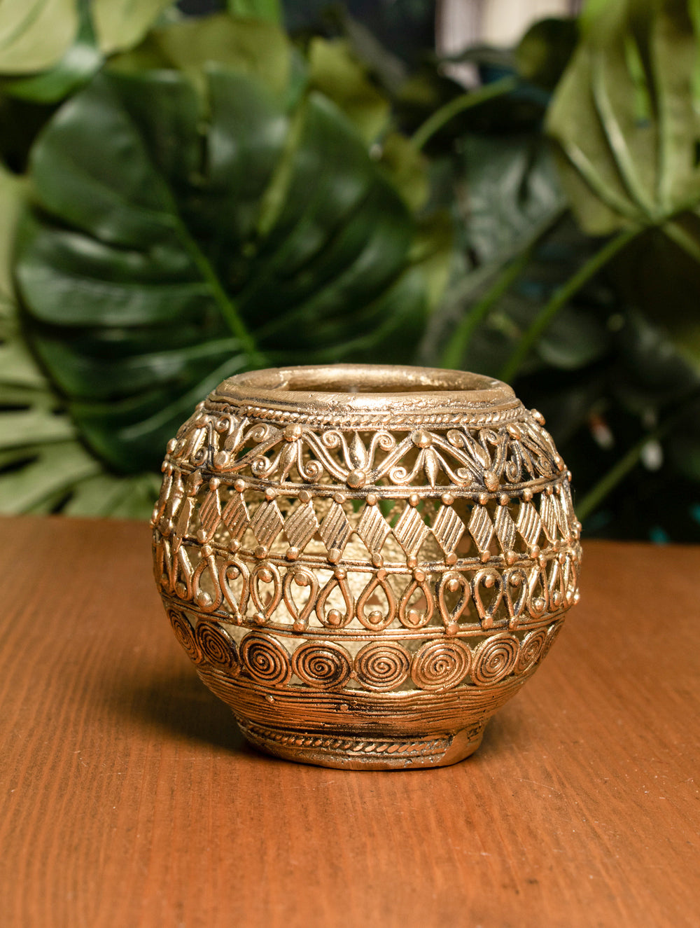 Dhokra Craft Stationery Holder - Jaali - The India Craft House 