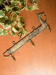 Dhokra Craft Wall Hanger - Horse (Large;  3 Hooks) - The India Craft House 
