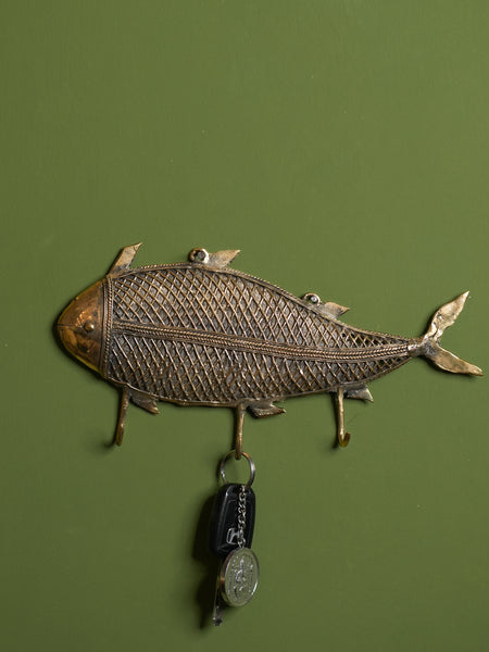 Dhokra Metal Craft Wall Hanger - Fish