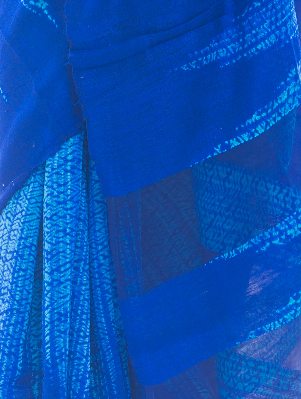 Elegant Bengal Handwoven Matka Silk Shibori Saree - Royal Blue