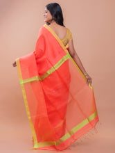 Load image into Gallery viewer, Elegant Resham Matka  Bengal  Silk Saree - Peach &amp; Lime  