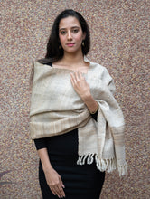 Load image into Gallery viewer, Elegant Warmth. Handwoven Wool Stole - Beige