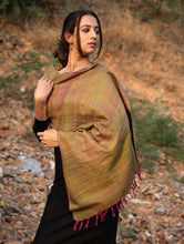 Load image into Gallery viewer, Elegant Warmth. Handwoven Wool Stole - Warm Green