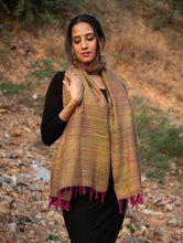 Load image into Gallery viewer, Elegant Warmth. Handwoven Wool Stole - Warm Green
