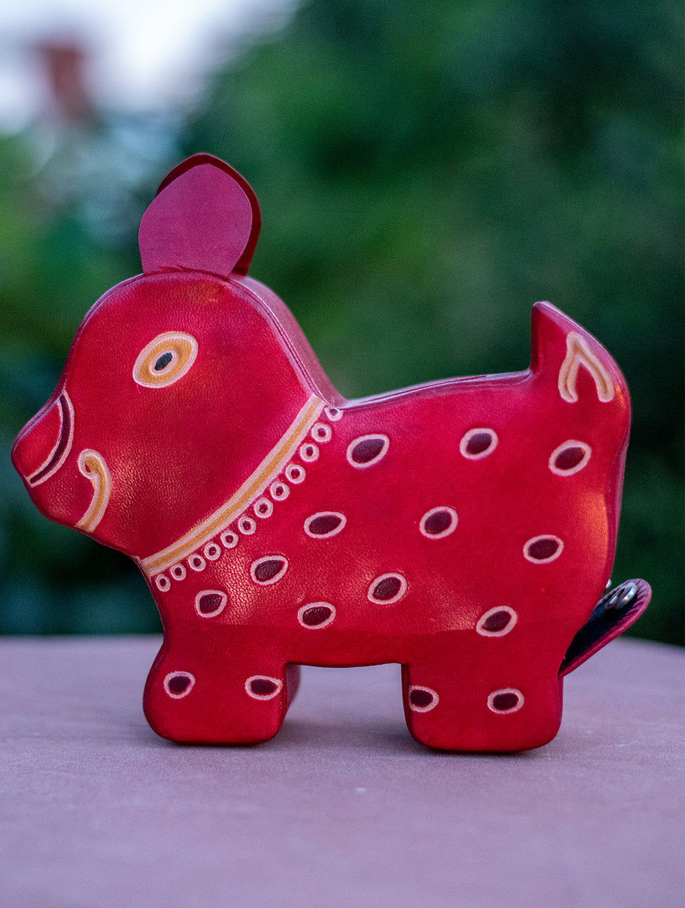Load image into Gallery viewer, Embossed Leather - Piggy Bank, Puppy, with Button, Multicoloured