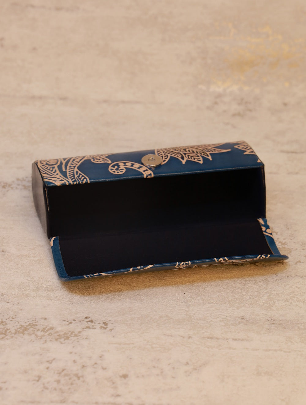 Embossed Leather Spectacle Case - Blue Floral