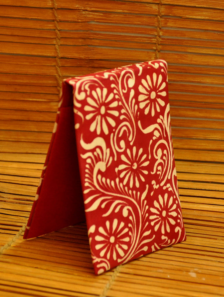 Embossed Leather - Paper Holder, Red Oriental - The India Craft House 