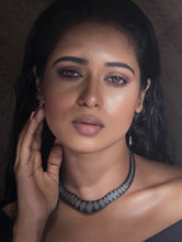 Load image into Gallery viewer, Exclusive Bidri Craft Choker With Pure Silver Inlay - Drops