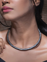 Load image into Gallery viewer, Exclusive Bidri Craft Choker With Pure Silver Inlay - Slim Waves