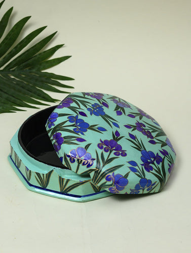 Exclusive Kashmiri Art Papier Mache Decorative Box - Floral Charm (Large)
