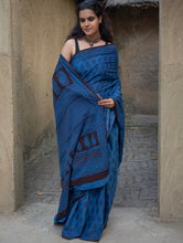 Load image into Gallery viewer, Exclusive Bagh Hand Block Printed Cotton Saree - Blue Paisleys