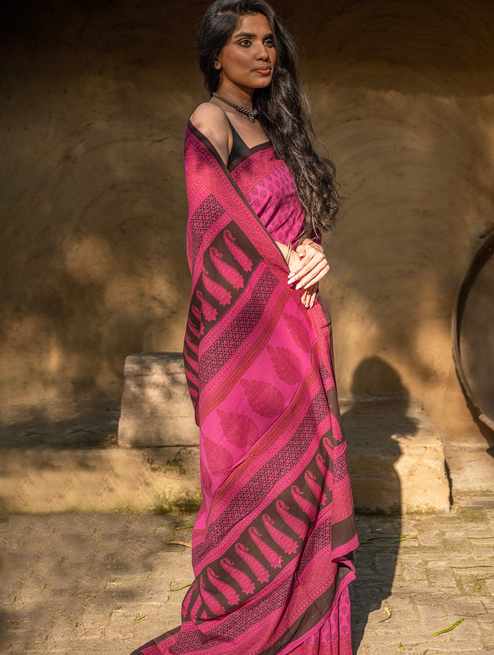 Load image into Gallery viewer, Exclusive Bagh Hand Block Printed Cotton Saree - Flora