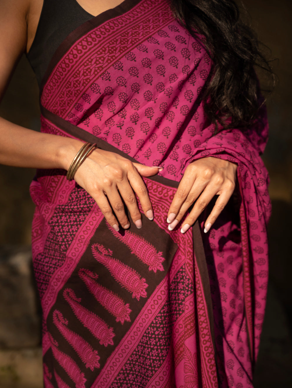 Load image into Gallery viewer, Exclusive Bagh Hand Block Printed Cotton Saree - Flora