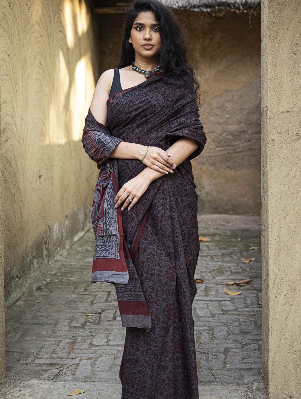Load image into Gallery viewer, Exclusive Bagh Hand Block Printed Cotton Saree - Grey Ornate