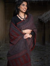 Load image into Gallery viewer, Exclusive Bagh Hand Block Printed Cotton Saree - Grey Paisleys
