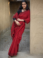 Load image into Gallery viewer, Exclusive Bagh Hand Block Printed Cotton Saree - Red Flora