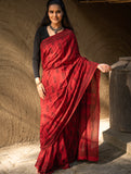 Exclusive Bagh Hand Block Printed Cotton Saree - Red Paisley