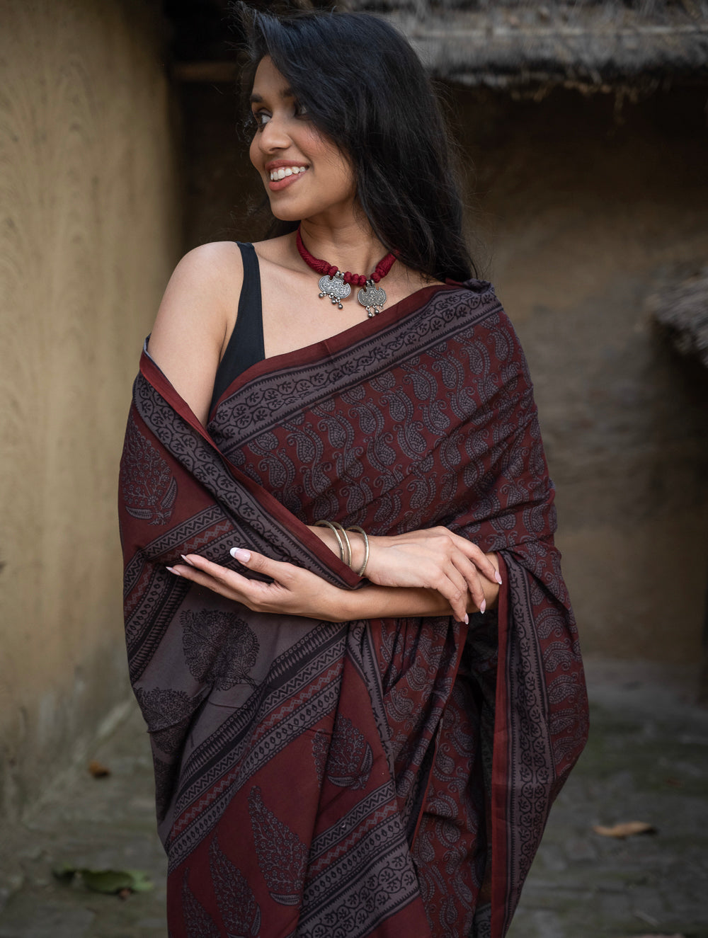 Load image into Gallery viewer, Exclusive Bagh Hand Block Printed Cotton Saree - Royal Paisley