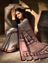Load image into Gallery viewer, Exclusive Bagh Hand Block Printed Modal Silk Saree - Beige Florets