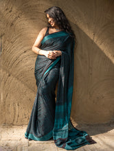 Load image into Gallery viewer, Exclusive Bagh Hand Block Printed Modal Silk Saree - Brown Squares