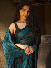 Load image into Gallery viewer, Exclusive Bagh Hand Block Printed Modal Silk Saree - Brown Squares