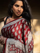 Load image into Gallery viewer, Exclusive Bagh Hand Block Printed Modal Silk Saree - Classic Paisley