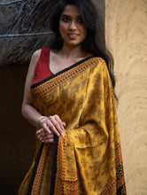 Load image into Gallery viewer, Exclusive Bagh Hand Block Printed Modal Silk Saree - Tree Motifs