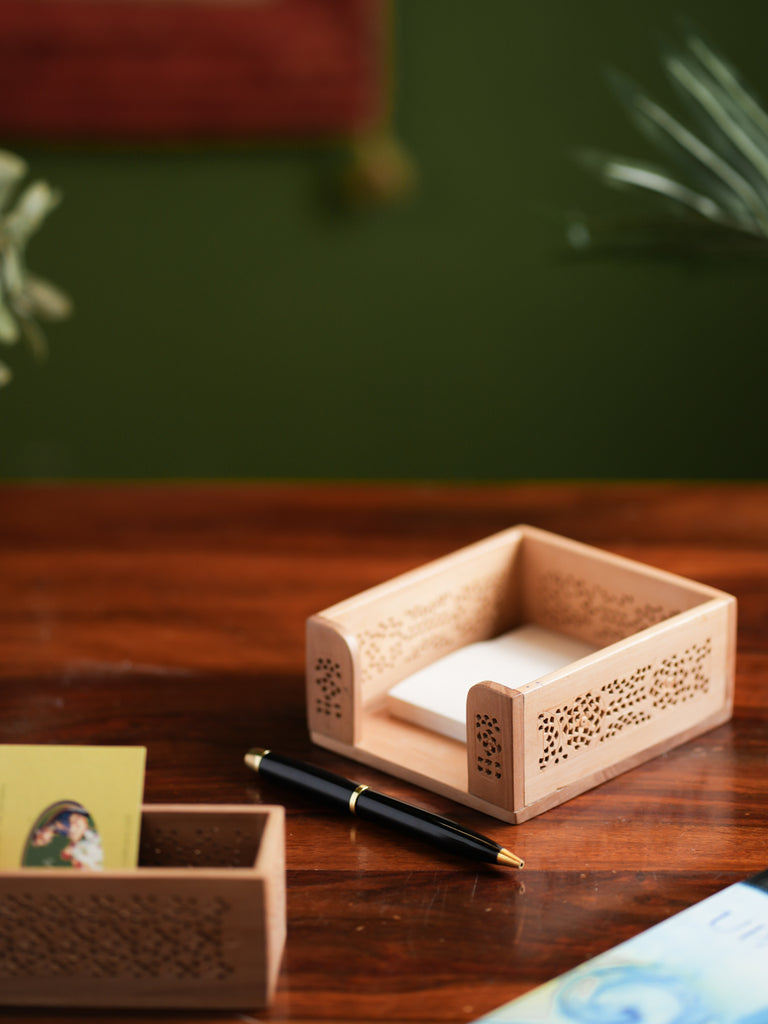 Exclusive Jaali Wood Craft Paper Holder - Square