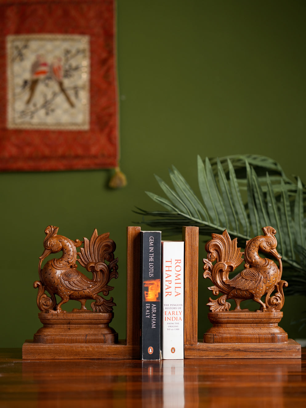 Exclusive Karnataka Wood Carving Book Ends - Hansa (Set of 2)