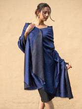 Load image into Gallery viewer, Exclusive Reversible Soft Kashmiri Wool Shawl - Deep Blue &amp; Black