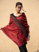 Load image into Gallery viewer, Exclusive Reversible Soft Kashmiri Wool Stole - Brown &amp; Maroon