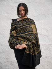 Load image into Gallery viewer, Exclusive, Fine Hand Embroidered Kashmiri Shawl - Black Paisley