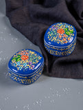 The Shahi Collection. Exclusive Kashmiri Art Utility Boxes ( Set of 2) - Blue Flora