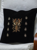 Exquisite Resham Zardozi Hand Embroidered Velvet Cushion Cover - Birds (Piece)