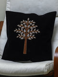 Exquisite Resham Zardozi Hand Embroidered Velvet Cushion Cover - Tree (Piece)