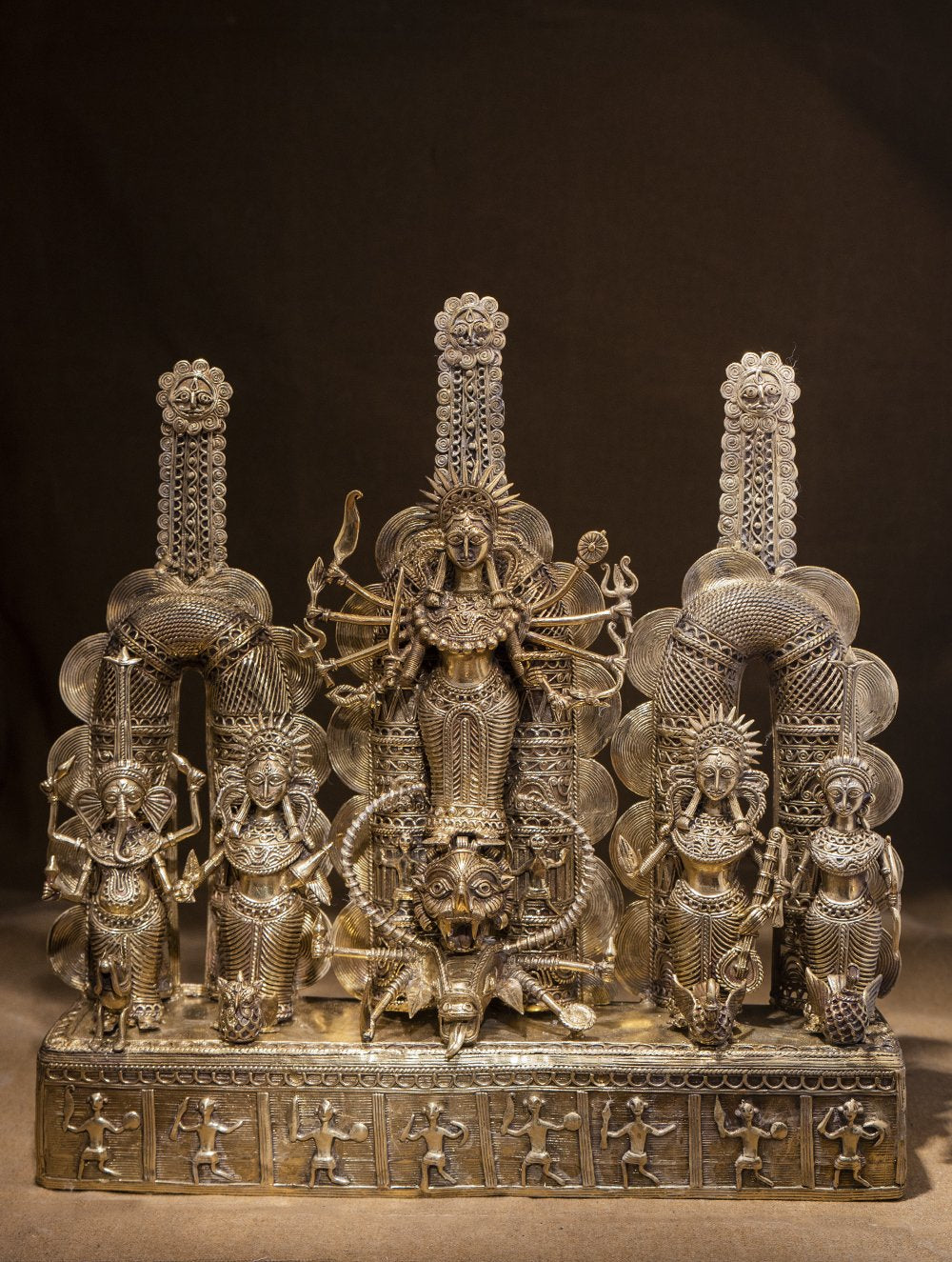 Load image into Gallery viewer, Extra Large Dhokra Craft Curio - The Glory of Goddess Durga