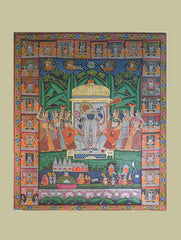 Extra Large Pichwai Painting ❃ Women Worshipping Lord Krishna