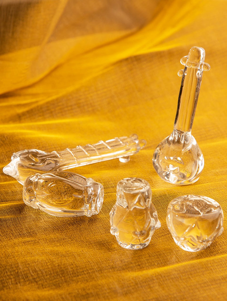 Fine Crystal Glass Curio - Musical Instruments (Set of 5)