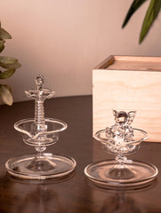 Fine Crystal Glass Diyas - Ganesha + Samay (Set of 2)