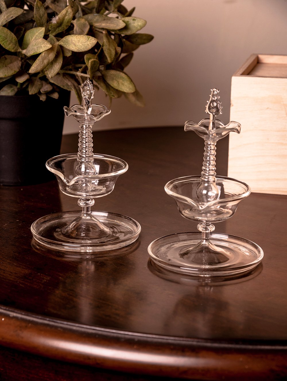 Fine Crystal Glass Diyas - Samay Diya (Set of 2)