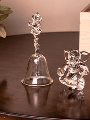 Fine Crystal Glass Ganesha + Bell (Set of 2)