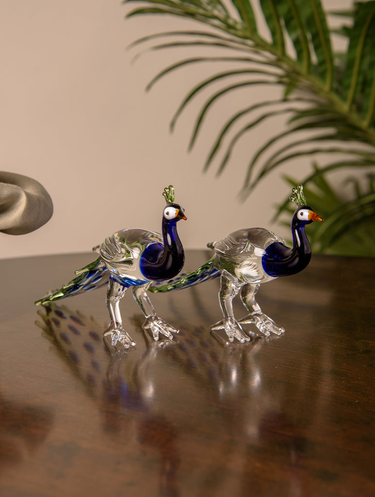 Fine Glass Curio - The Peacocks (Set of 2, Medium)