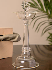 Fine Glass Peacock Samay Diya- Large