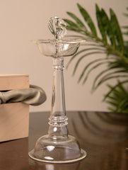 Fine Glass Peacock Samay Diya- Large