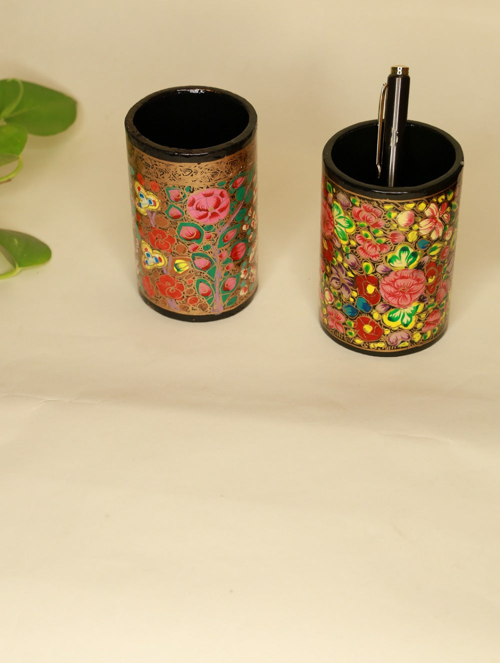 Load image into Gallery viewer, Fine Kashmiri Art Pen Stands (Set of 2) - Florals