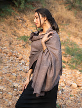 Load image into Gallery viewer, Fine, Soft Himachal Wool Plain Shawl - Brown Specks