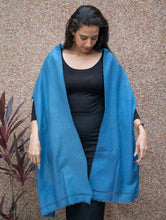 Load image into Gallery viewer, Fine, Soft Himachal Wool Plain Stole - Warm Blue