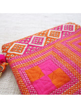 Load image into Gallery viewer, Fuchsia Orange Square Emb Pouch