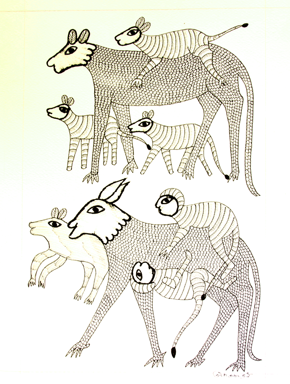 Gond Art Painting - Animals (14.5" x 10") - The India Craft House 