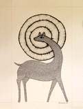 Gond Art Painting - Deer & Sun (14.5